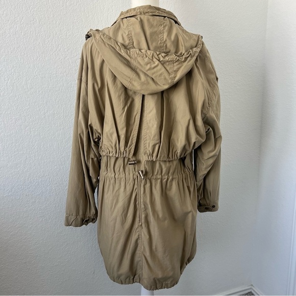 Vintage 80s/90s DKNY Khaki Tan Hooded Coat Size Small - Picture 5 of 9